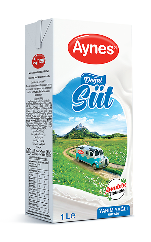 AYNES 1 LT YARIM YAĞLI UHT SÜT 12 ADET