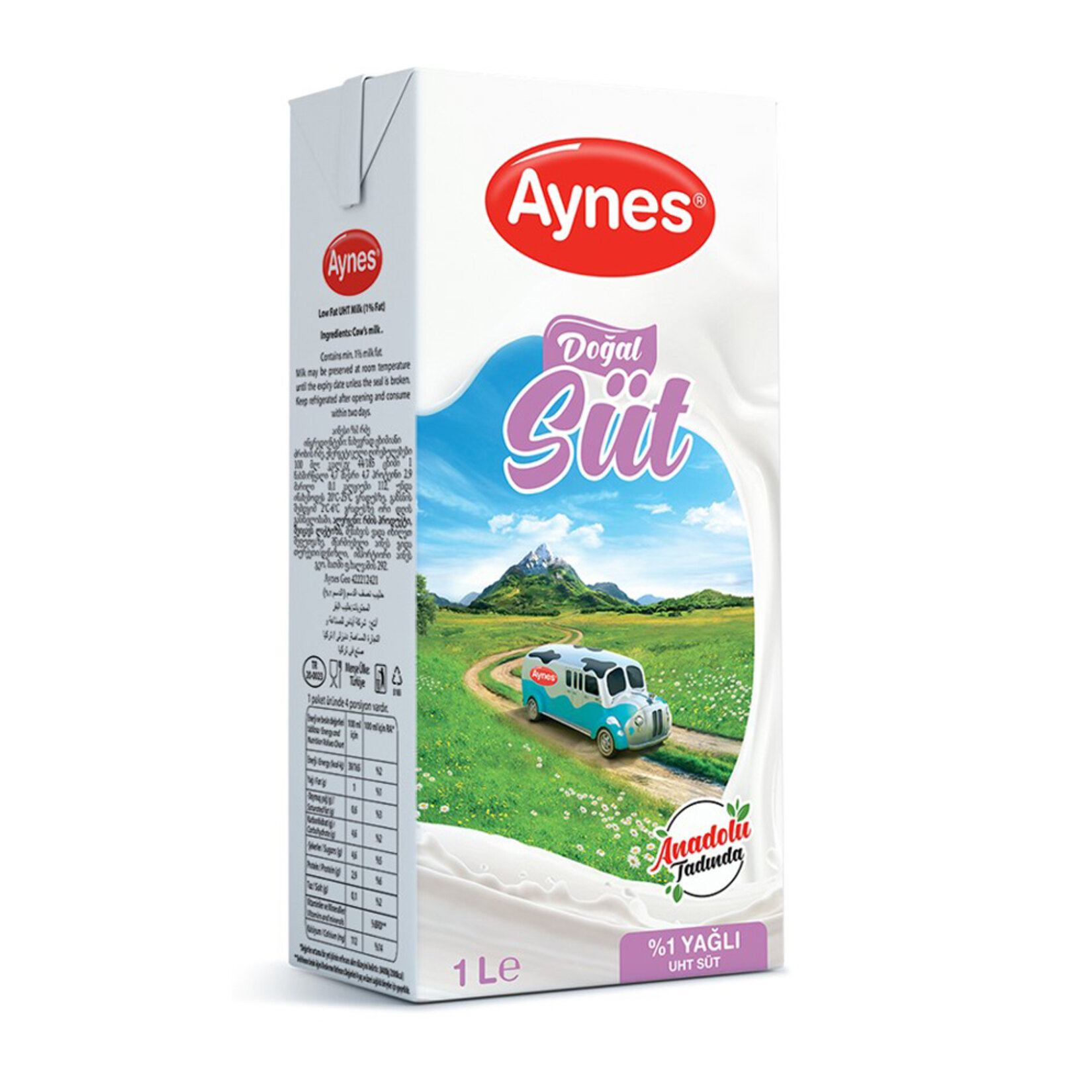 AYNES 1 LT %1 YAĞLI UHT SÜT 12 ADET