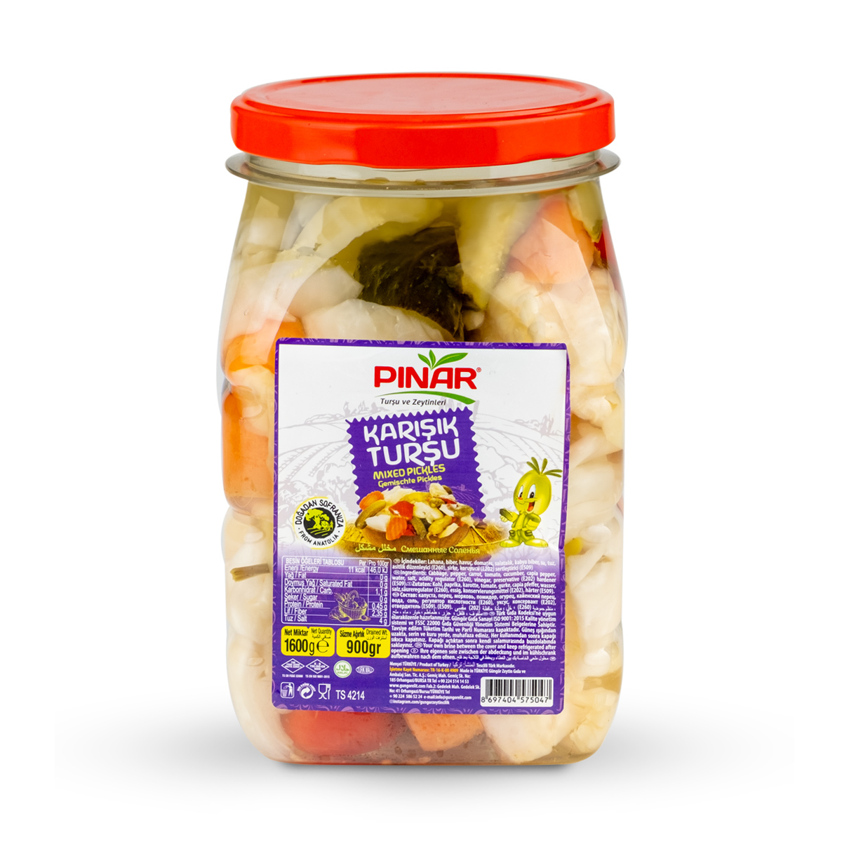 PINAR  1600 cc PET KARIŞIK TURŞU 900 GR