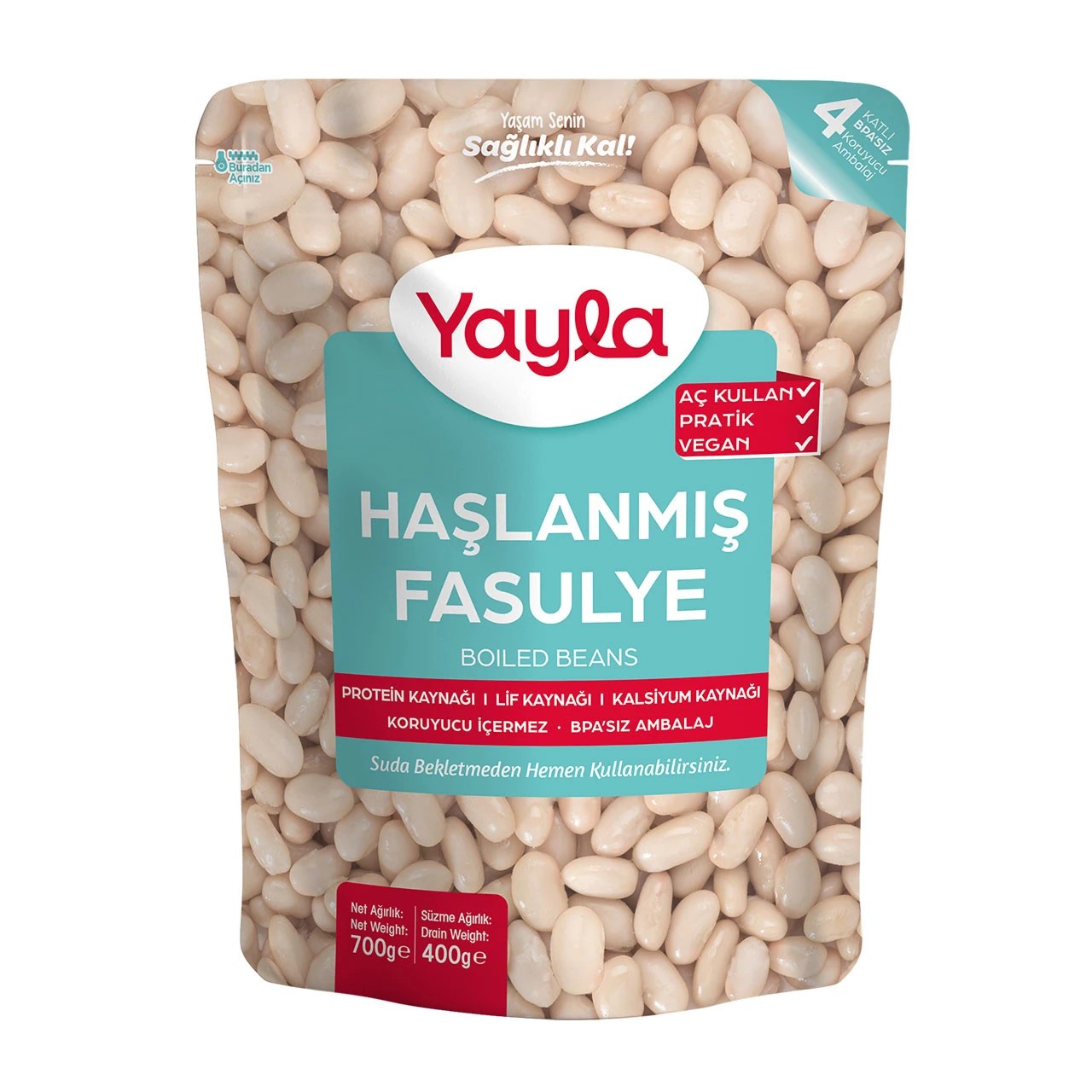 Yayla Haşlanmış Fasulye 2500 GR 6 ADET