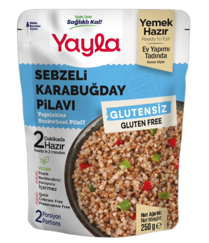 YAYLA GLUTENSİZ SEBZELİ KARABUĞDAY PİLAVI 250 GR 12 ADET