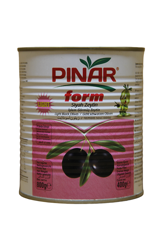 PINAR FORM 1/1 TNK 181-200 SALAMURA SİYAH ZEYTİN 400 GR 12 ADET