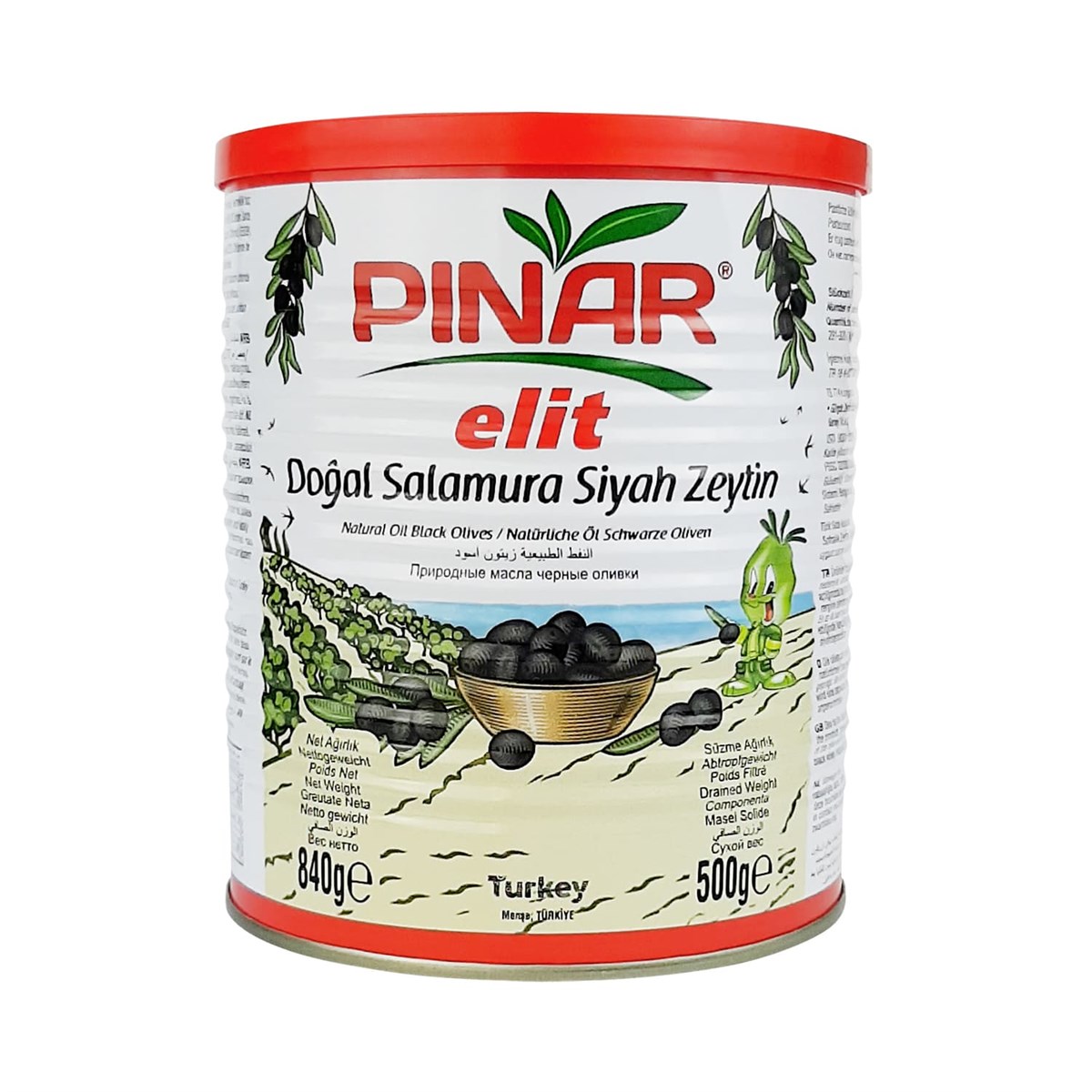 PINAR ELİT 1/2 TNK 291-350 SALAMURA SİYAH ZEYTİN 500 GR