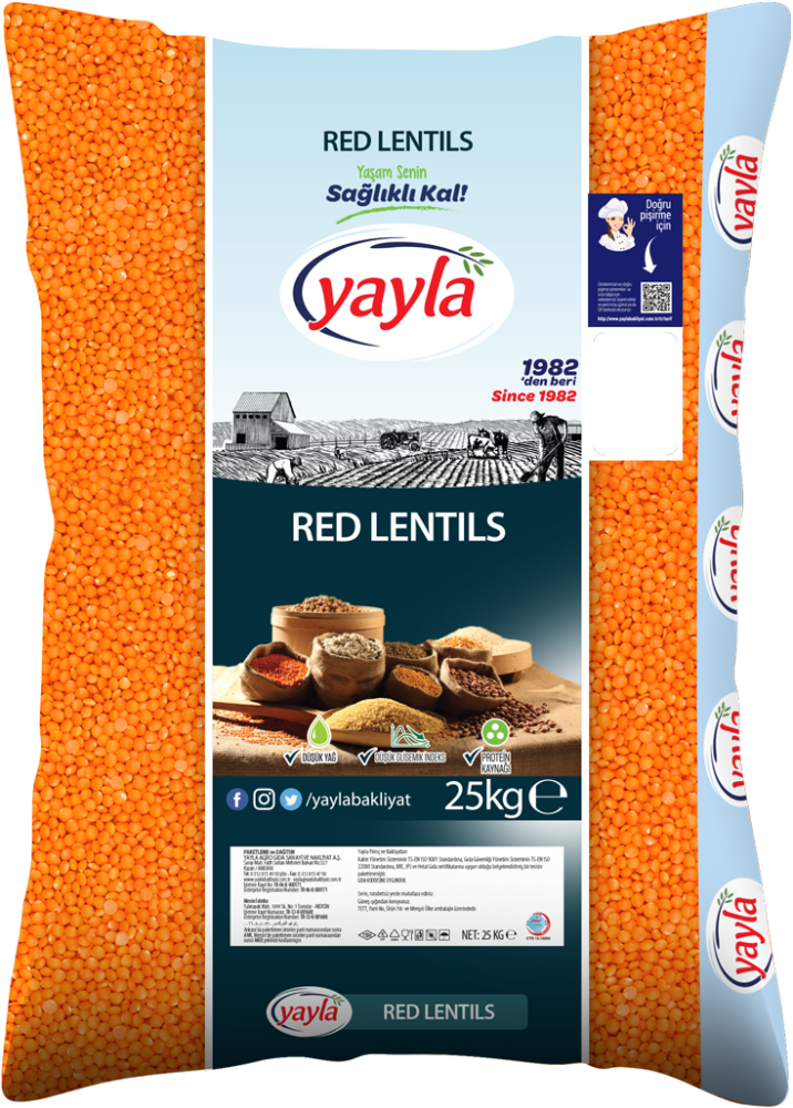 YAYLA (İTHAL)KIRMIZI FUTBOL MERCİMEK 25 KG