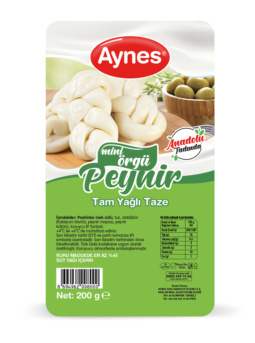 AYNES MİNİ ÖRGÜ PEYNİR 200 GR 12 ADET